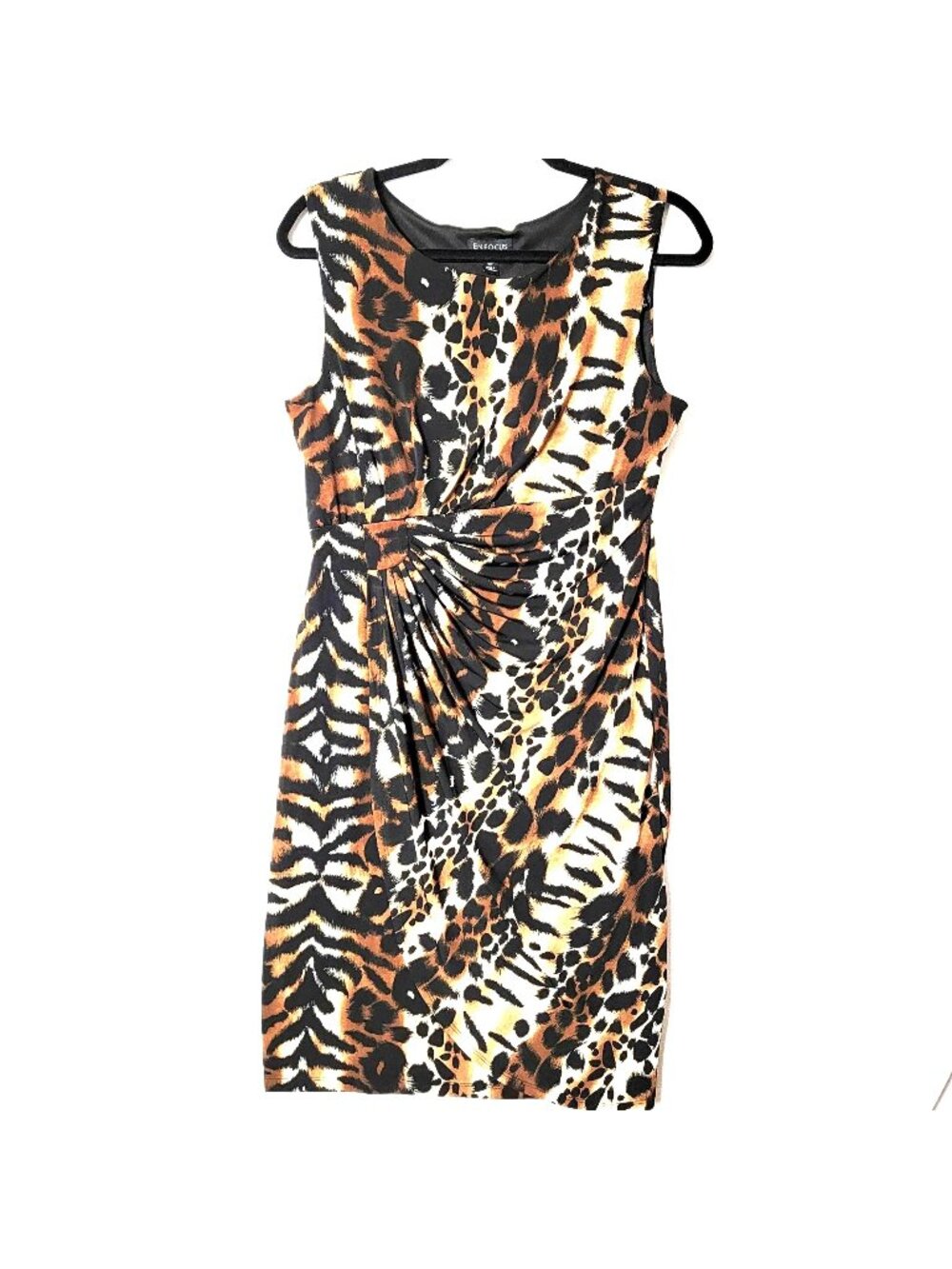 Enfocus Petite Sleeveless Sheath Summer Dress Womens Sz 12P Leopard Print